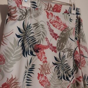 Metro Wear Leaf Print Skirt in Red and Blue